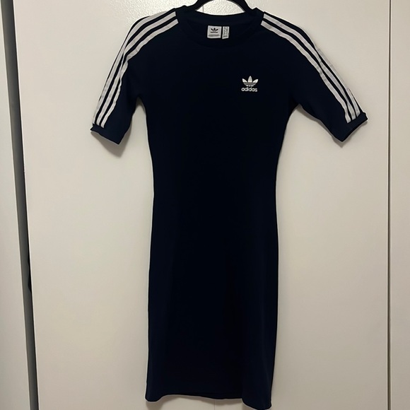 adidas originals 3 stripes midi dress Buy adidas Originals Green 3-Stripes V-Neck Midi Dress from Next USA